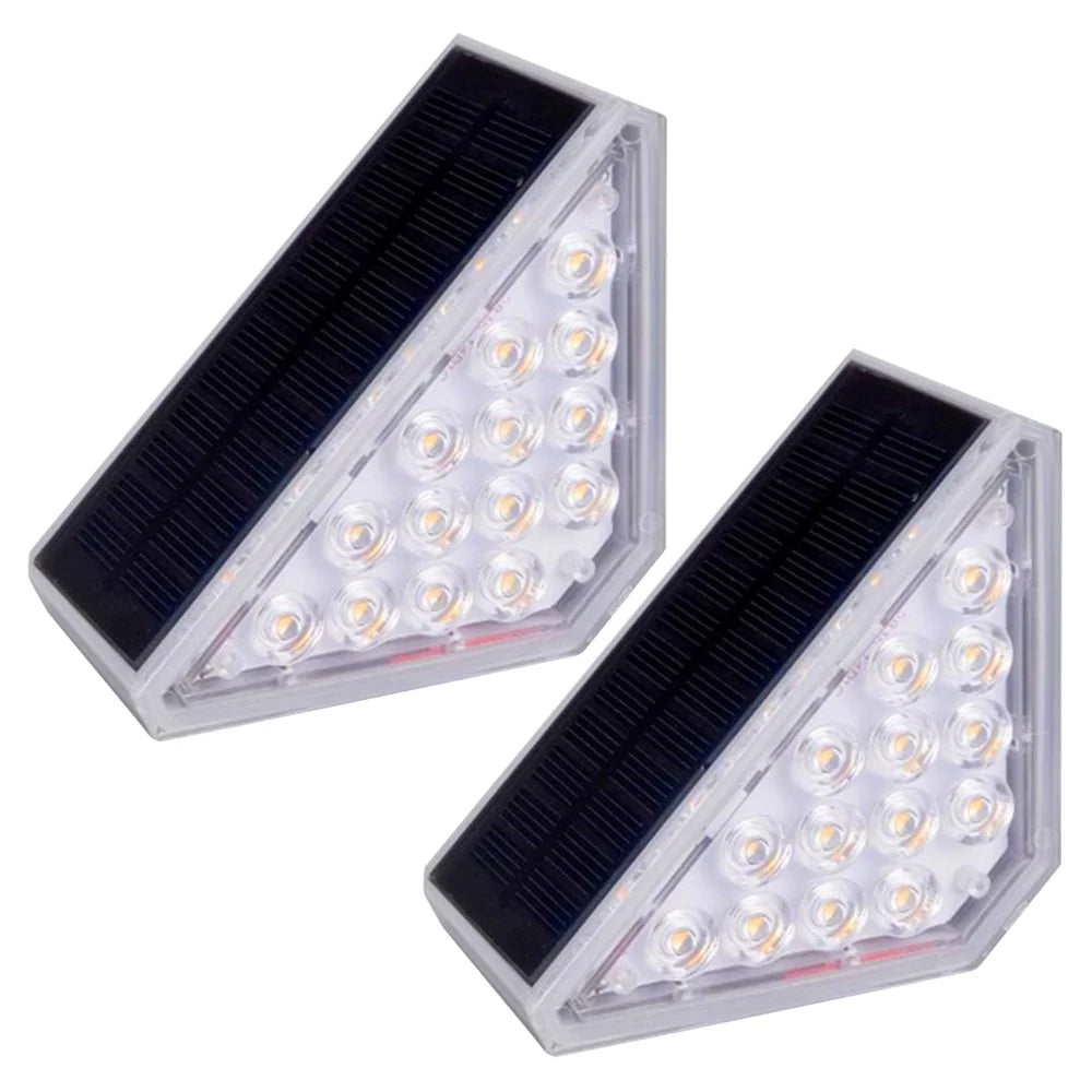 2Pcs Solar Step Lights for Outside Warm Solar Stair Lights Long-lasting Brightness Enhanced Battery - 1