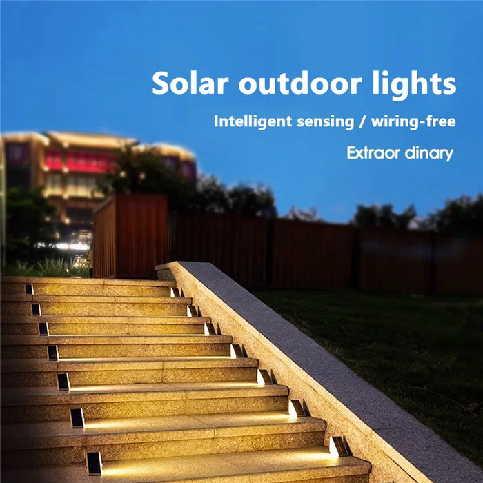 2Pcs Solar Step Lights for Outside Warm Solar Stair Lights Long-lasting Brightness Enhanced Battery - 2