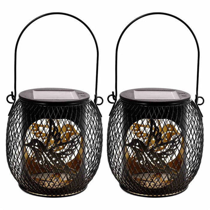 TY-HD01 2PCS Garden Solar LED Lights Hollow-Out Lamps Hanging Projection Iron Lights - Bird - 1