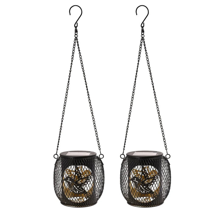 TY-HD01 2PCS Garden Solar LED Lights Hollow-Out Lamps Hanging Projection Iron Lights - Bird - 2