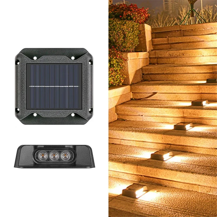 6-LED Solar Deck Light Dual-Side Lighting Walkway Stair Step Pathway LED Lamp - Warm Light - 1