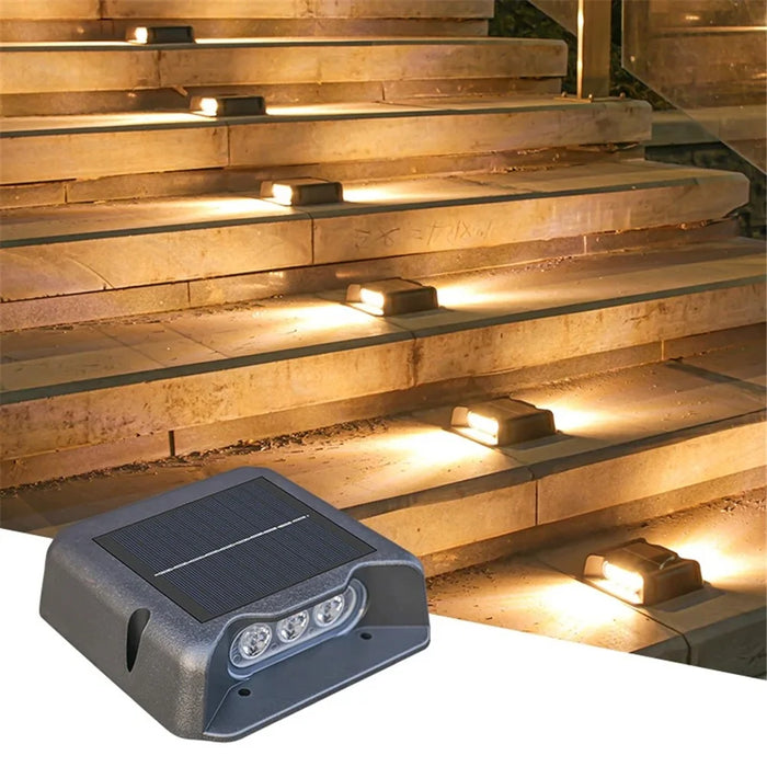 6-LED Solar Deck Light Dual-Side Lighting Walkway Stair Step Pathway LED Lamp - Warm Light - 2