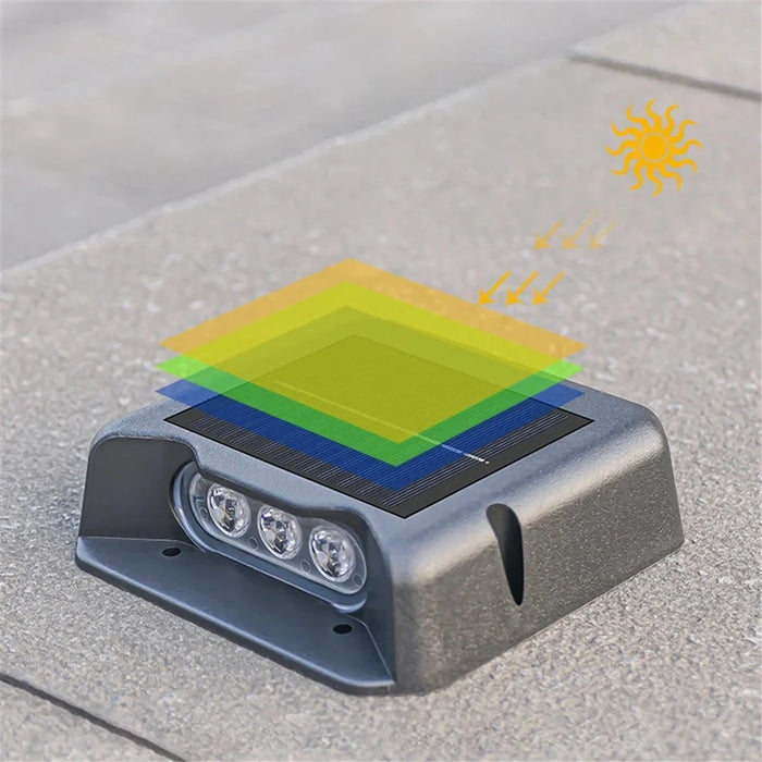 6-LED Solar Deck Light Dual-Side Lighting Walkway Stair Step Pathway LED Lamp - Warm Light - 4