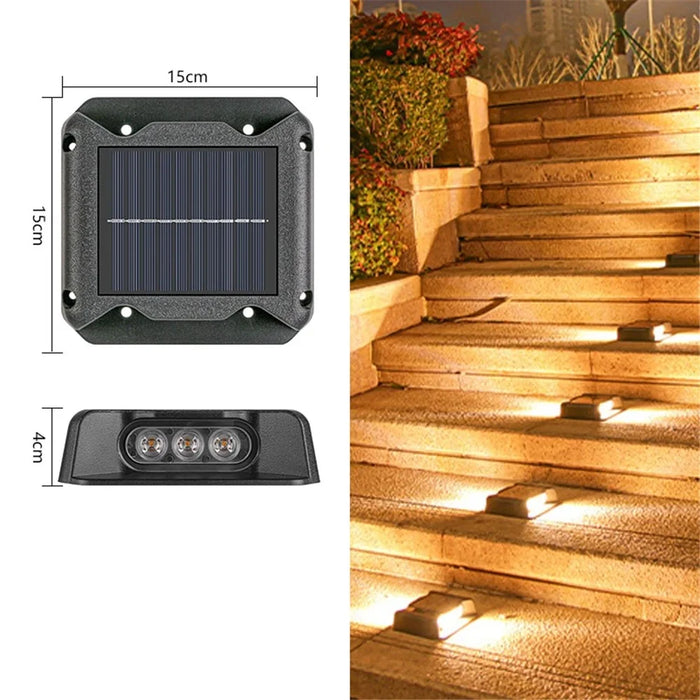 6-LED Solar Deck Light Dual-Side Lighting Walkway Stair Step Pathway LED Lamp - Warm Light - 6