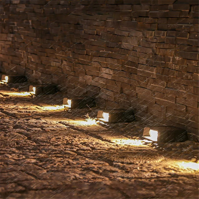 3-LED Solar Step Lights Waterproof Single Side Deck Pathway LED Lamp Outdoor Wall Lamp - Warm Light - 4