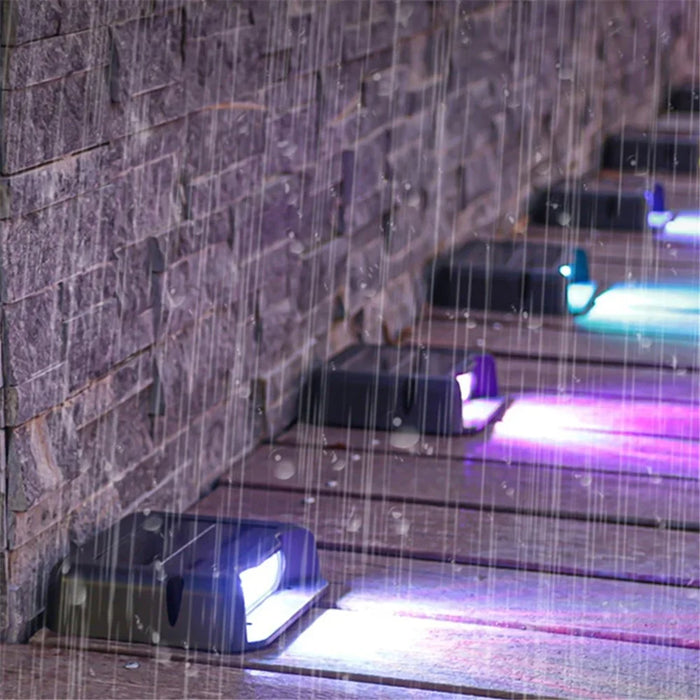 3-LED Solar Step Lights Waterproof Single Side Deck Pathway LED Lamp Outdoor Wall Lamp - Warm Light - 5