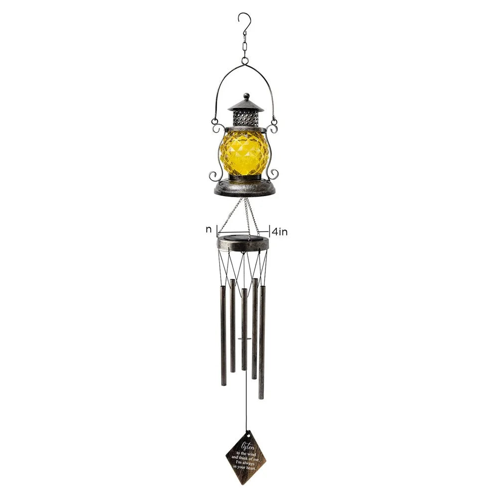 Kerosene Lamp Shape Outdoor Hanging Wind Chime Solar Light Iron Art Waterproof Garden Yard Decor - 1