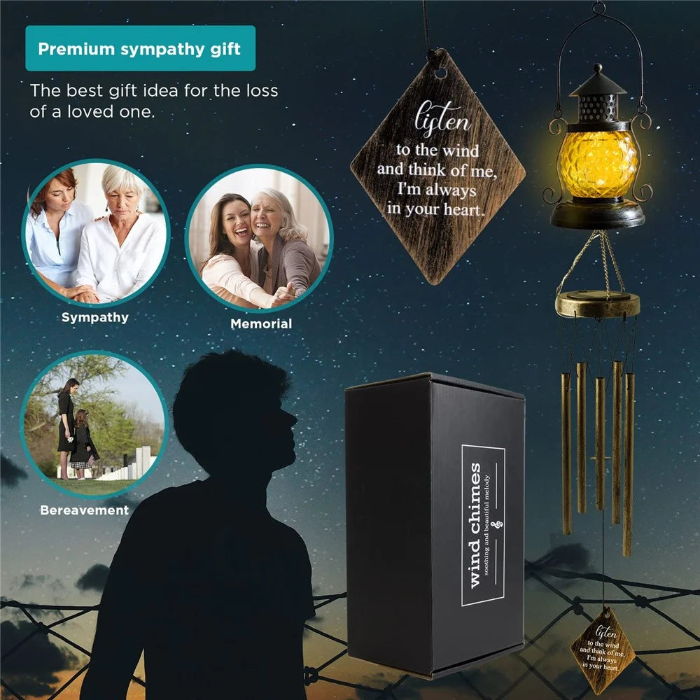 Kerosene Lamp Shape Outdoor Hanging Wind Chime Solar Light Iron Art Waterproof Garden Yard Decor - 3