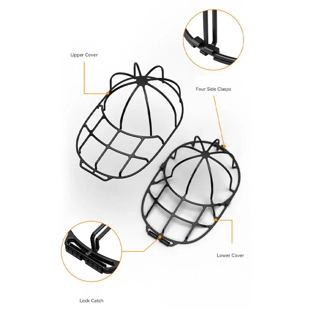 Hat Washer Cage for Washing Machine Baseball Cap Shaper Protector Cleaner Rack - Black - 2
