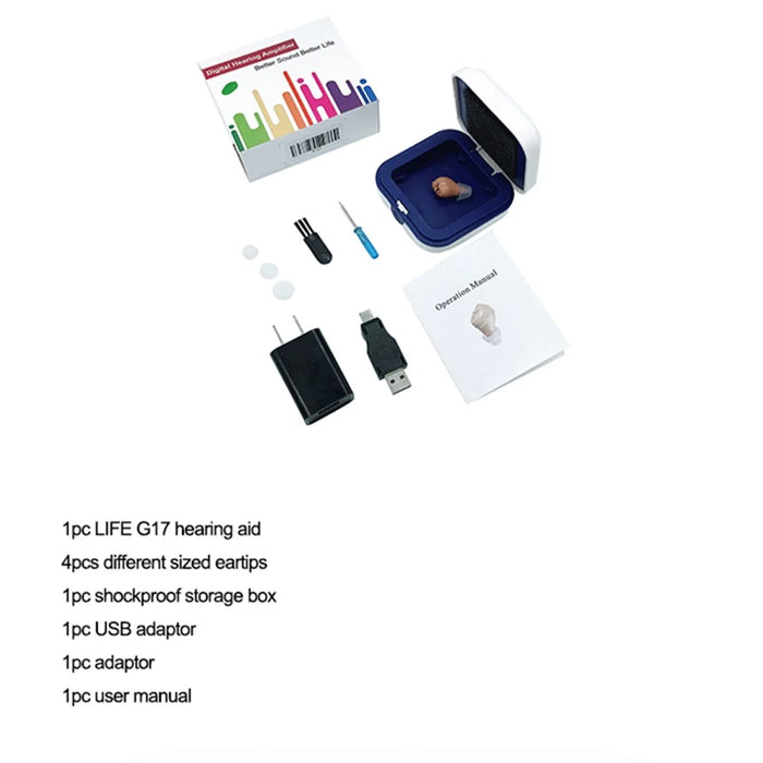 G17 Mini Digital Invisible Hearing Aid In-Ear Sound Enhancer Voice Amplifier - EU Plug - 7