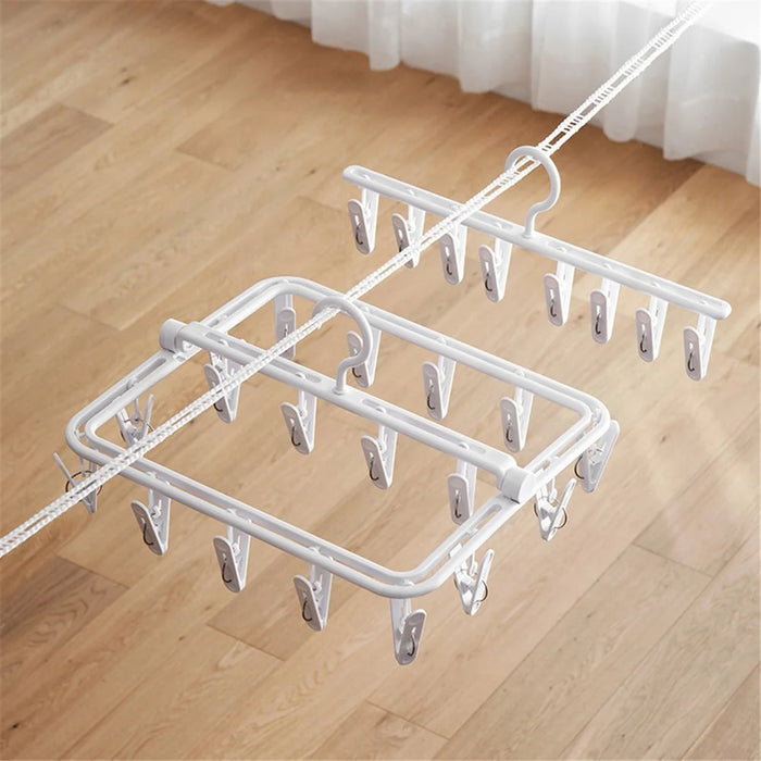 YM-6171 100PCS Laundry Hanger Drying Rack Foldable Clip Hanger for Drying Towels Bras Baby Clothes Underwears - 2