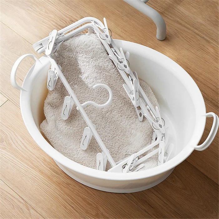 YM-6171 100PCS Laundry Hanger Drying Rack Foldable Clip Hanger for Drying Towels Bras Baby Clothes Underwears - 3