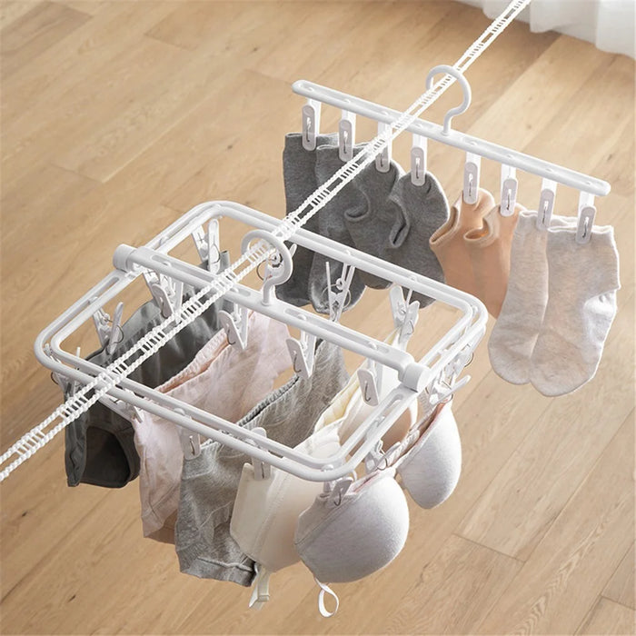 YM-6171 100PCS Laundry Hanger Drying Rack Foldable Clip Hanger for Drying Towels Bras Baby Clothes Underwears - 5