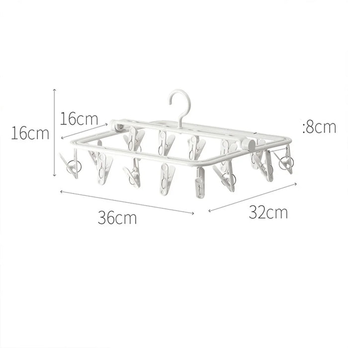 YM-6171 100PCS Laundry Hanger Drying Rack Foldable Clip Hanger for Drying Towels Bras Baby Clothes Underwears - 6