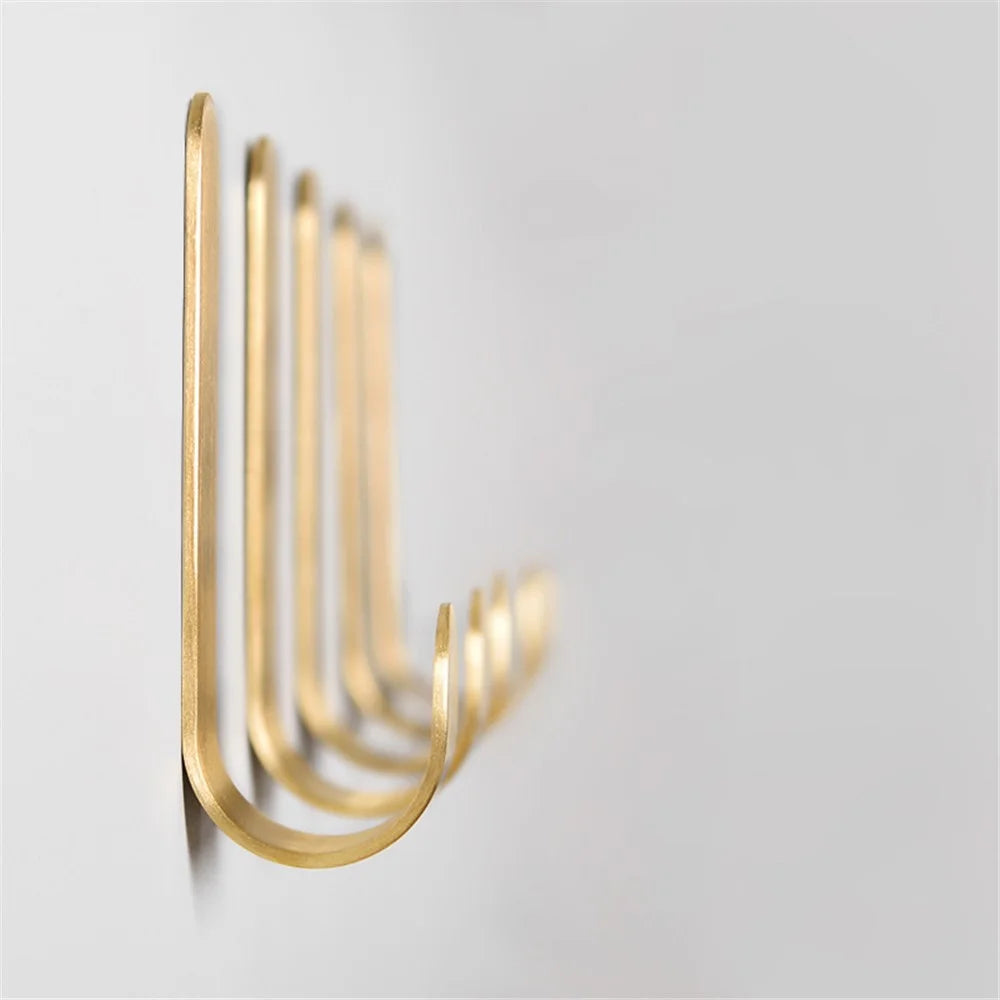 Size S Golden Hook Adhesive Brass Brushed Heavy Duty Hanging Hook Storage Hanger for Hanging Coat Hat Towel Robe Key Clothes - 3