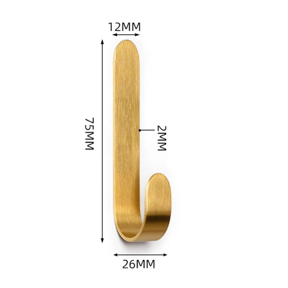 Size S Golden Hook Adhesive Brass Brushed Heavy Duty Hanging Hook Storage Hanger for Hanging Coat Hat Towel Robe Key Clothes - 6