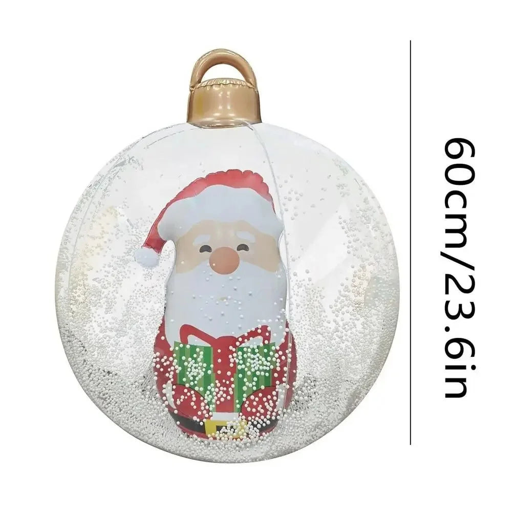 60cm Christmas Decoration Ball Xmas Party Garden Ornament PVC Inflatable Ball with LED Light - Santa Claus - 1