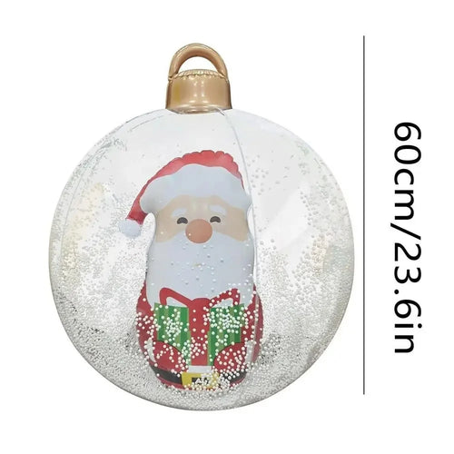 60cm Christmas Decoration Ball Xmas Party Garden Ornament PVC Inflatable Ball with LED Light - Santa Claus - 1