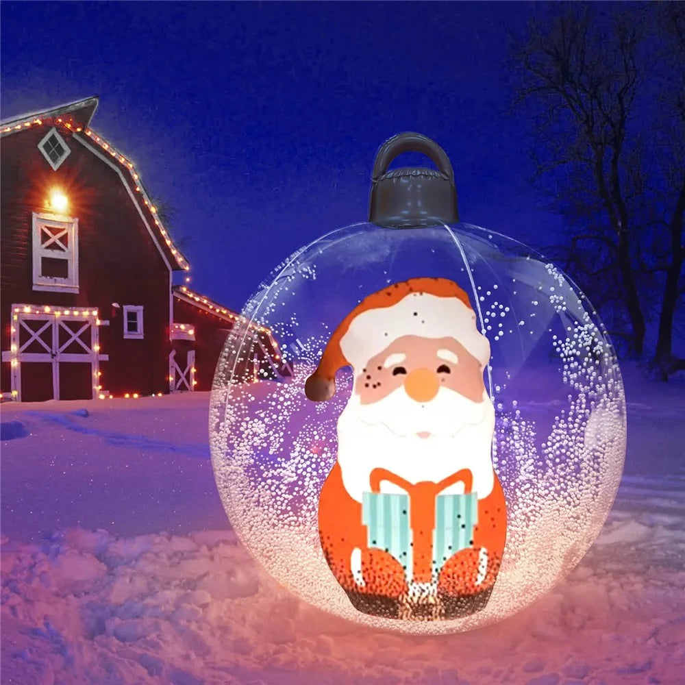 60cm Christmas Decoration Ball Xmas Party Garden Ornament PVC Inflatable Ball with LED Light - Santa Claus - 2