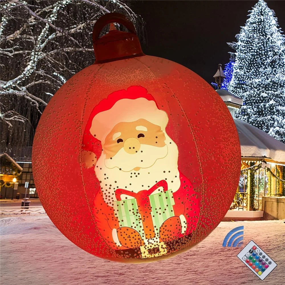60cm Christmas Decoration Ball Xmas Party Garden Ornament PVC Inflatable Ball with LED Light - Santa Claus - 3