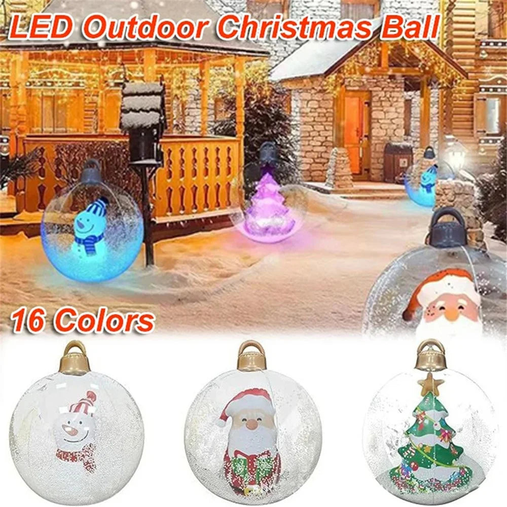 60cm Christmas Decoration Ball Xmas Party Garden Ornament PVC Inflatable Ball with LED Light - Santa Claus - 4