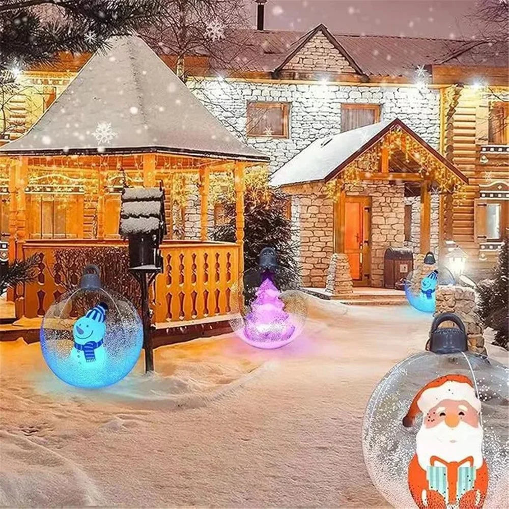 60cm Christmas Decoration Ball Xmas Party Garden Ornament PVC Inflatable Ball with LED Light - Santa Claus - 5