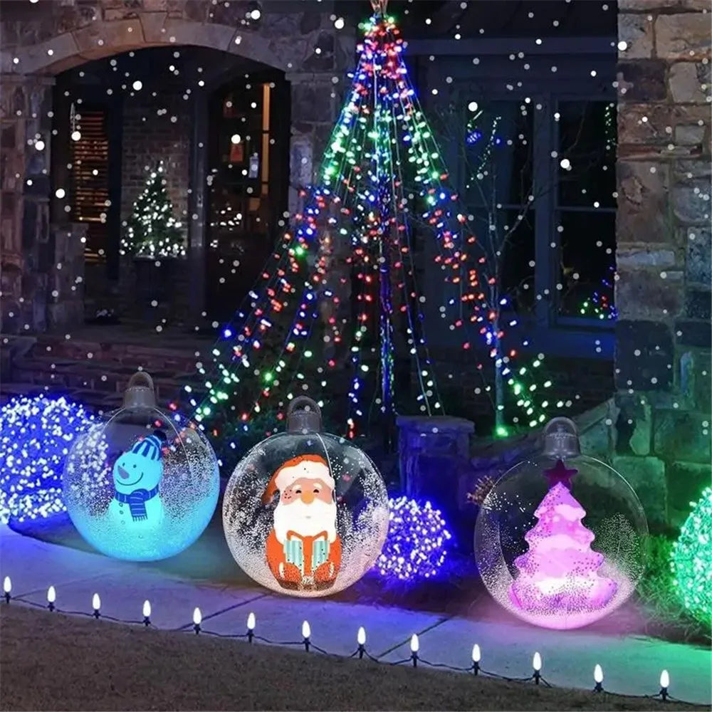 60cm Christmas Decoration Ball Xmas Party Garden Ornament PVC Inflatable Ball with LED Light - Santa Claus - 6