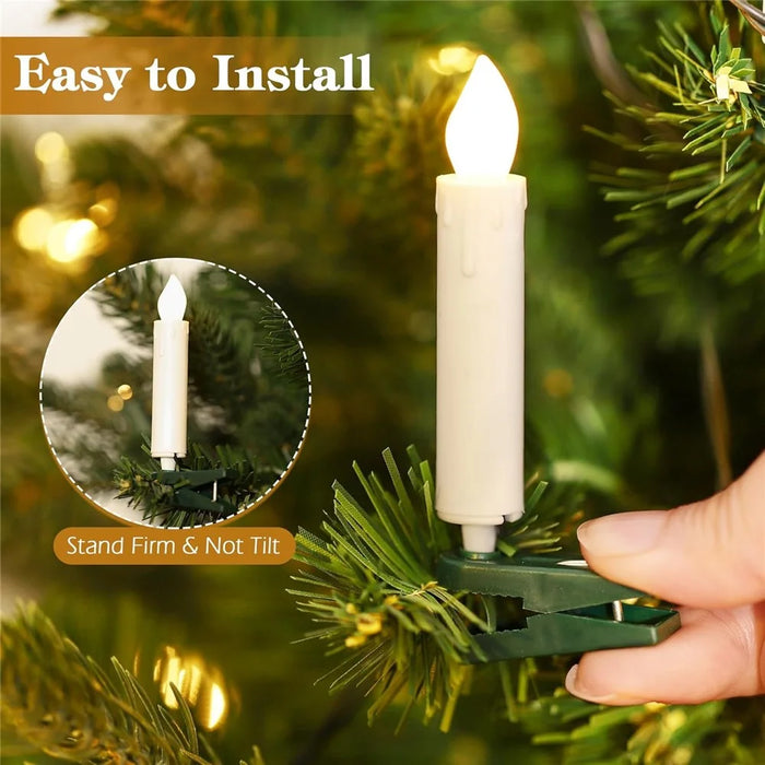 1m 10-LED Clip Design Candle LED String Light Christmas Tree Birthday Party Decorative Lamp, 2xAA Battery / Flashing+Timing - 4