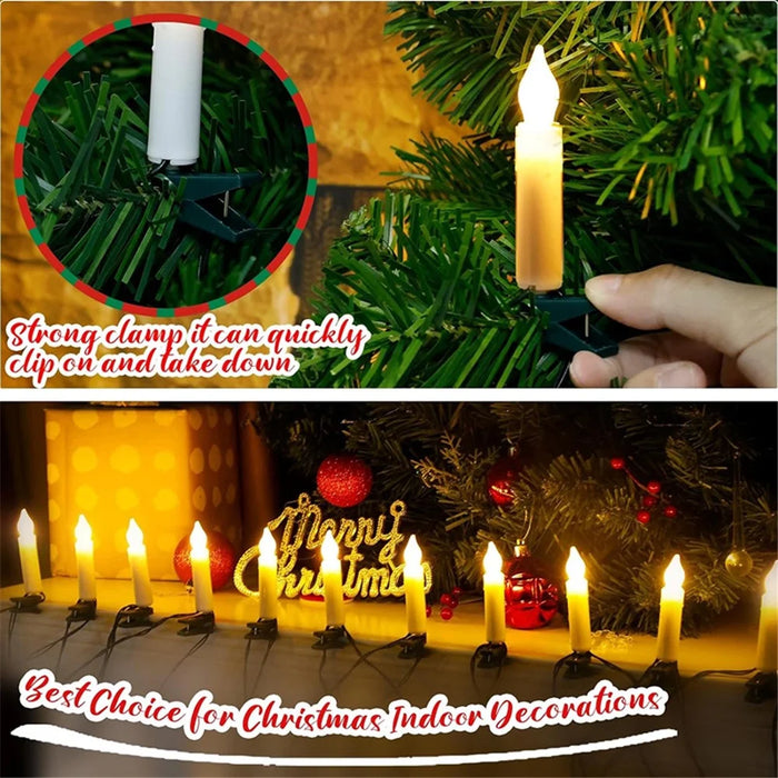 1m 10-LED Clip Design Candle LED String Light Christmas Tree Birthday Party Decorative Lamp, 2xAA Battery / Flashing+Timing - 6