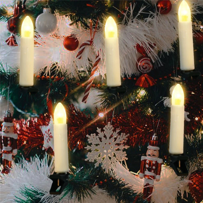 1m 10-LED Clip Design Candle LED String Light Christmas Tree Birthday Party Decorative Lamp, 2xAA Battery / Flashing+Timing - 7
