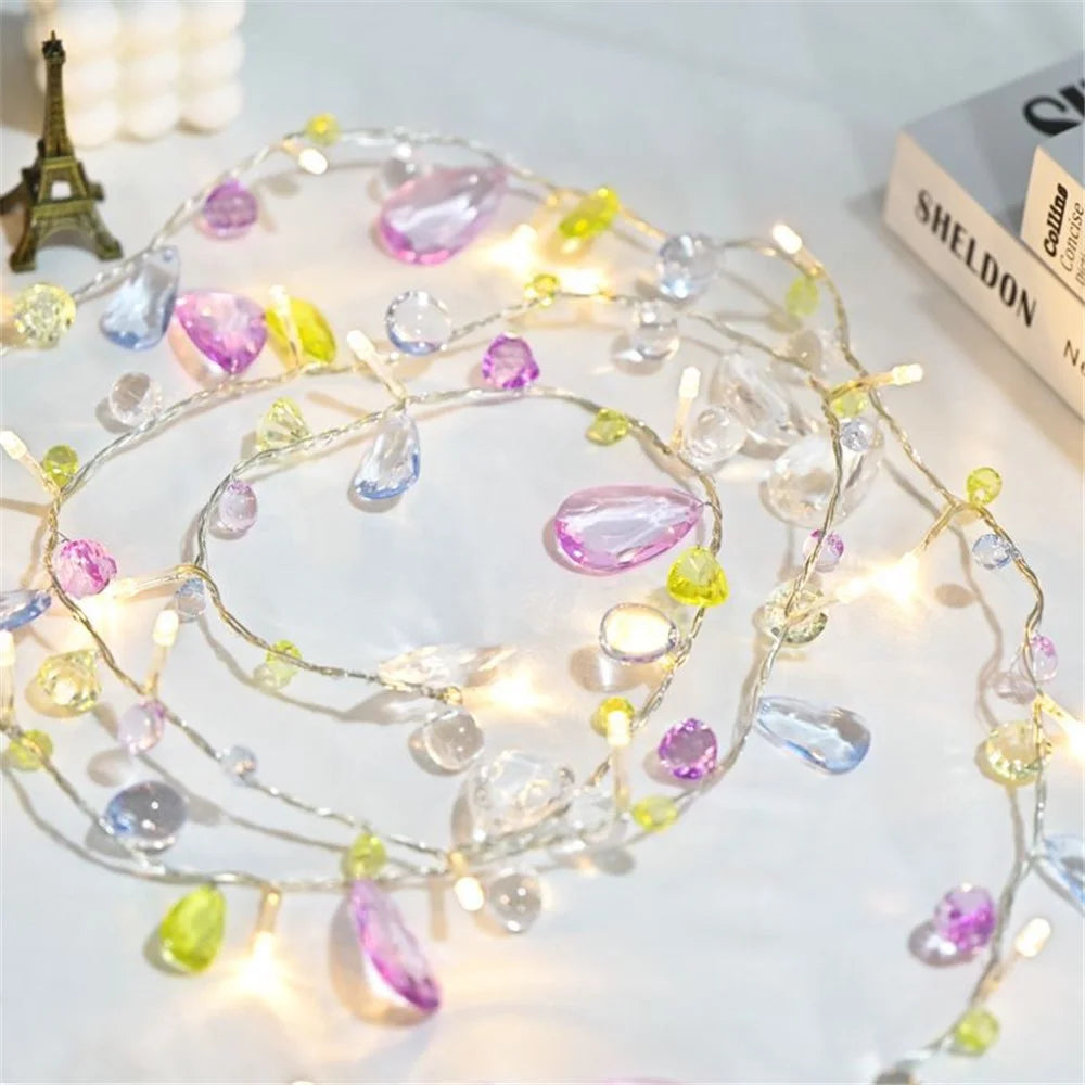 1.5m 10-LED Gemstone String Light Battery Powered Romantic Bedroom Decorative Lamp - 2