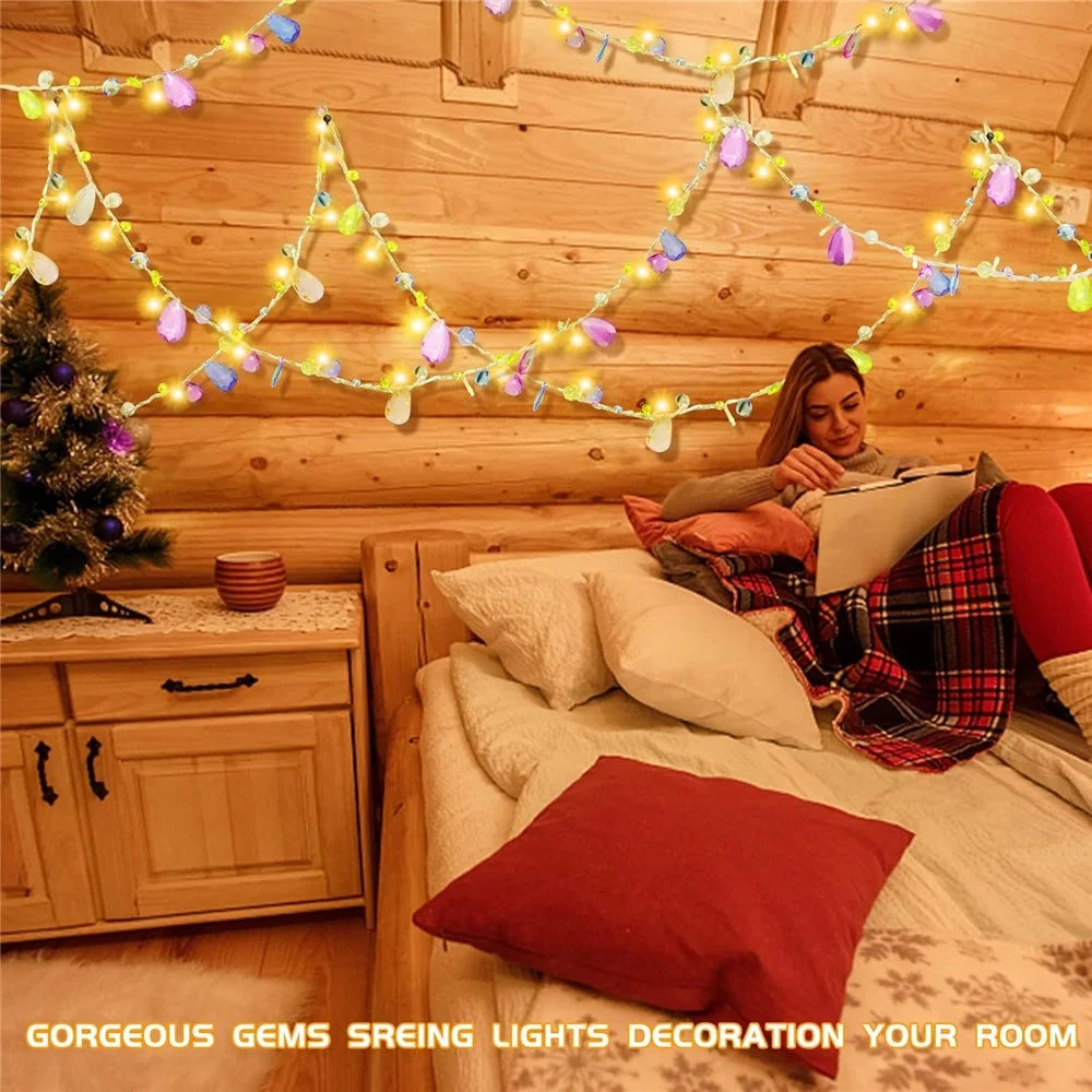 1.5m 10-LED Gemstone String Light Battery Powered Romantic Bedroom Decorative Lamp - 3