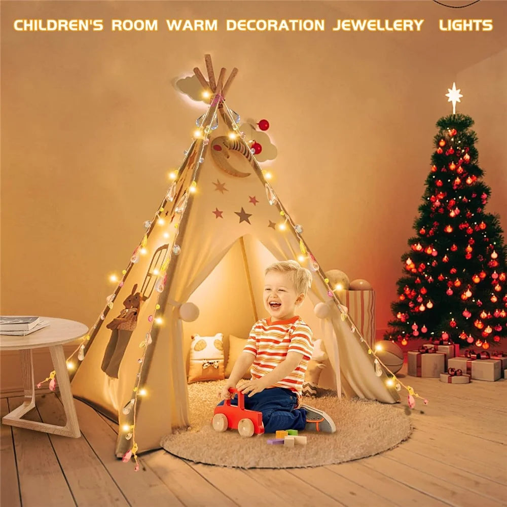 1.5m 10-LED Gemstone String Light Battery Powered Romantic Bedroom Decorative Lamp - 4