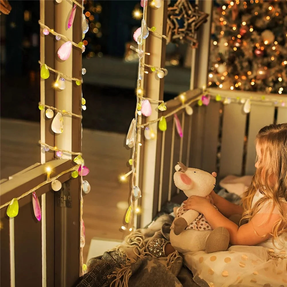 1.5m 10-LED Gemstone String Light Battery Powered Romantic Bedroom Decorative Lamp - 5