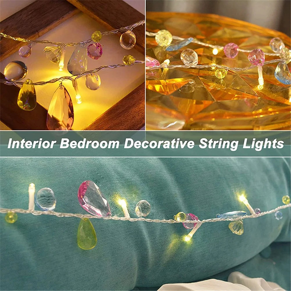 1.5m 10-LED Gemstone String Light Battery Powered Romantic Bedroom Decorative Lamp - 7