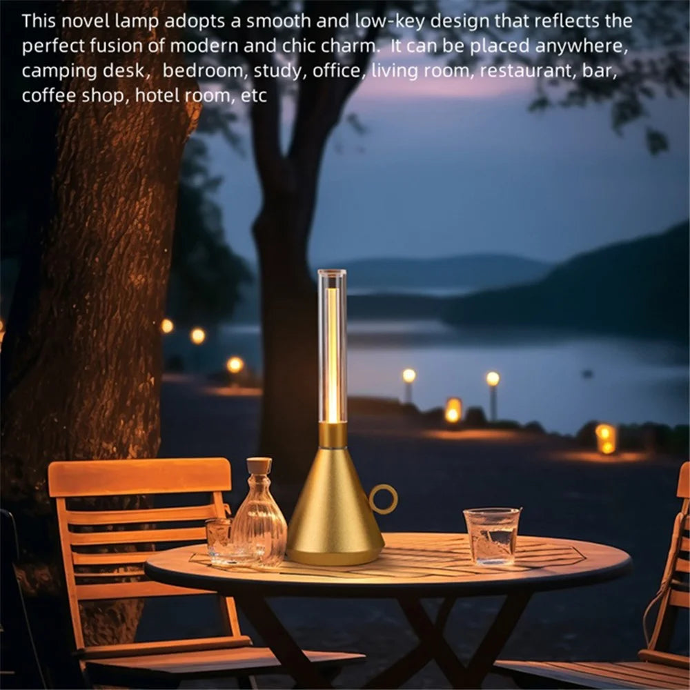 Vintage Kerosene Lamp Table Lamp Dimmable Portable Night Light for Bar Cafe - Gold - 4