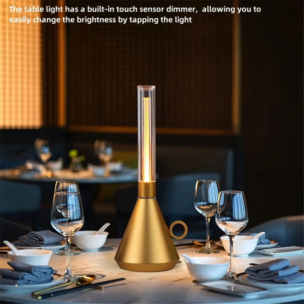 Vintage Kerosene Lamp Table Lamp Dimmable Portable Night Light for Bar Cafe - Gold - 5