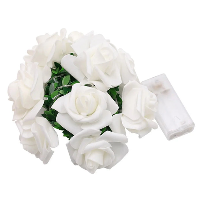 1.5m 10-LED Rose Flower String Light Romantic Festival Wedding Decorative Lamp, 2A Constant Light - White - 1