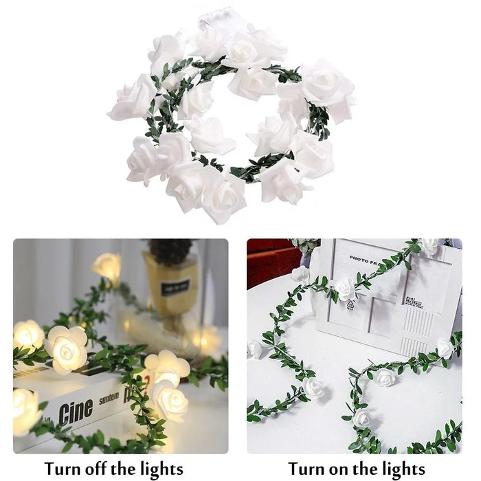 1.5m 10-LED Rose Flower String Light Romantic Festival Wedding Decorative Lamp, 2A Constant Light - White - 2