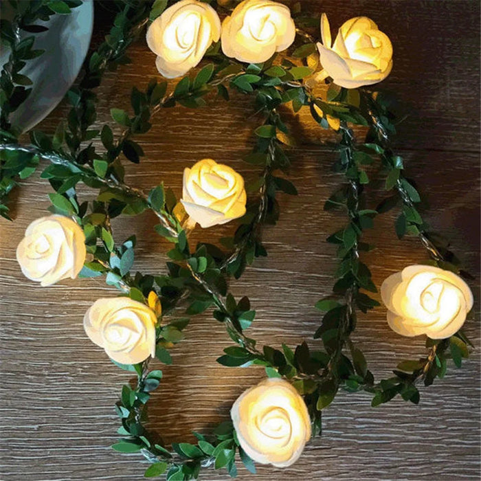 1.5m 10-LED Rose Flower String Light Romantic Festival Wedding Decorative Lamp, 2A Constant Light - White - 3