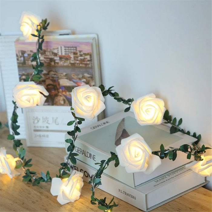 1.5m 10-LED Rose Flower String Light Romantic Festival Wedding Decorative Lamp, 2A Constant Light - White - 5