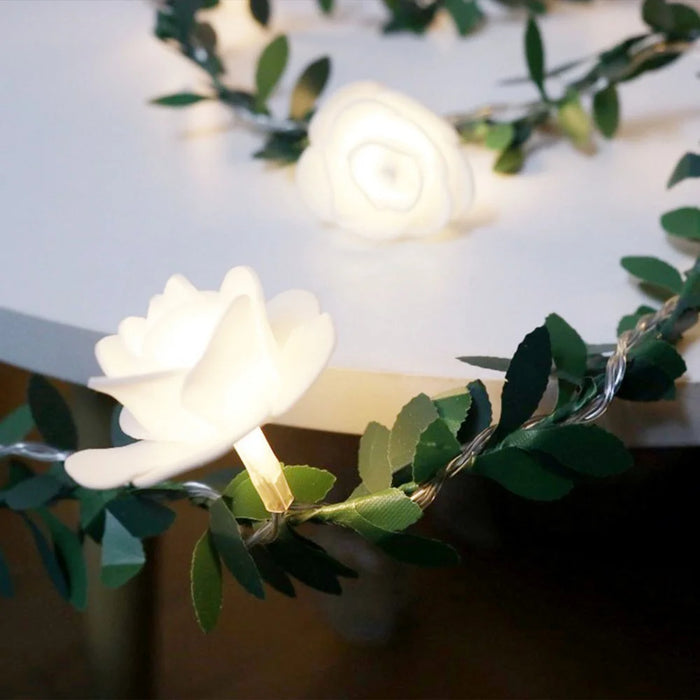 1.5m 10-LED Rose Flower String Light Romantic Festival Wedding Decorative Lamp, 2A Constant Light - White - 6