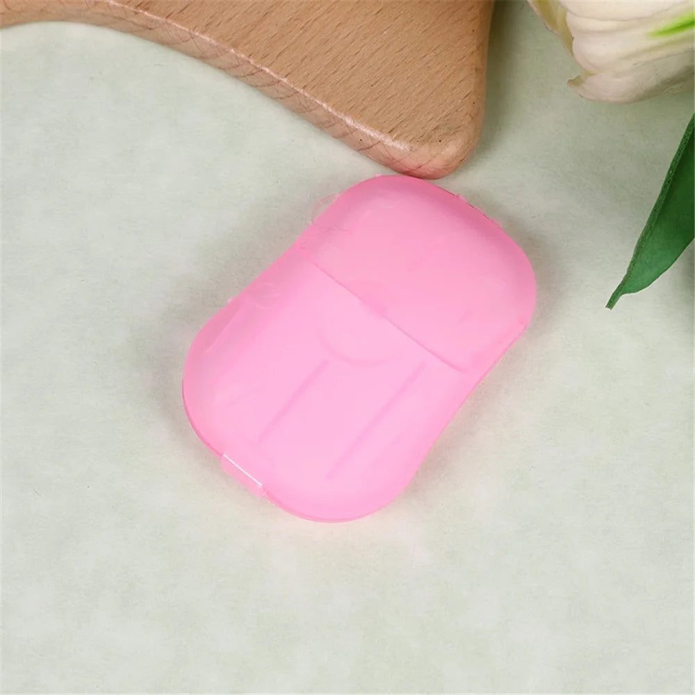 18Pcs Portable Disposable Soap Paper Travel Camping Washing Hand Bath Soap Sheets with Box - Pink - 2