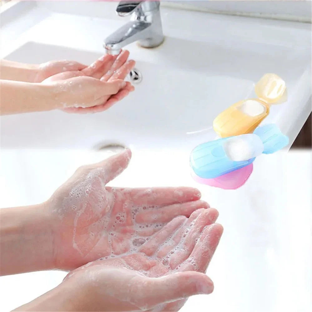 18Pcs Portable Disposable Soap Paper Travel Camping Washing Hand Bath Soap Sheets with Box - Pink - 3