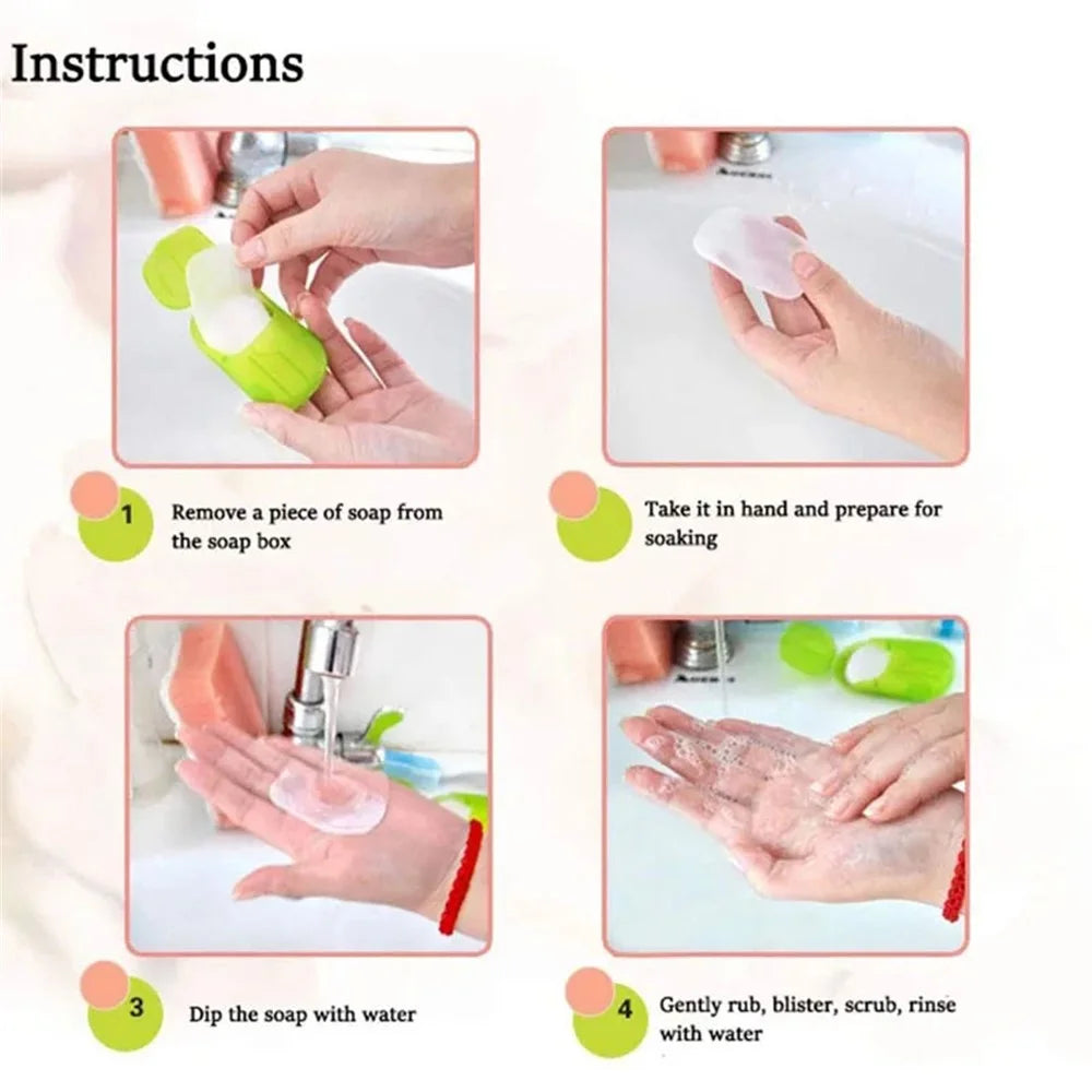 18Pcs Portable Disposable Soap Paper Travel Camping Washing Hand Bath Soap Sheets with Box - Pink - 4