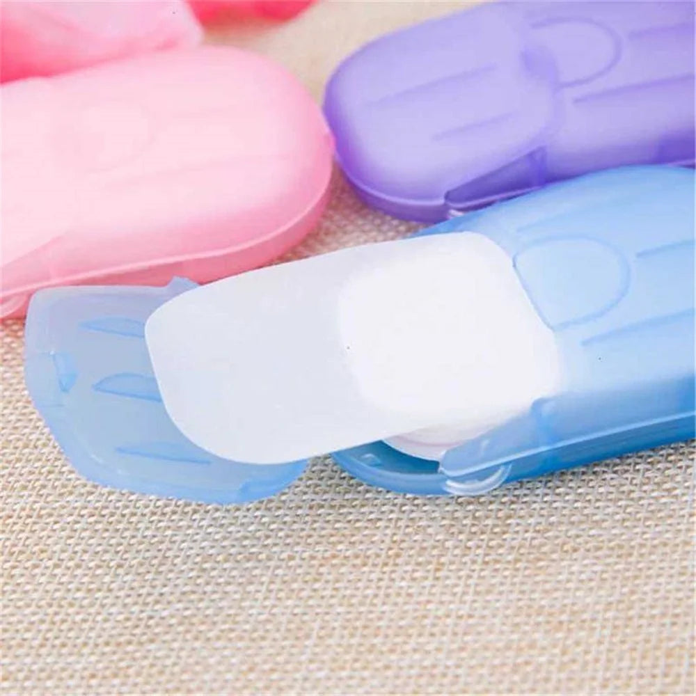 18Pcs Portable Disposable Soap Paper Travel Camping Washing Hand Bath Soap Sheets with Box - Pink - 6