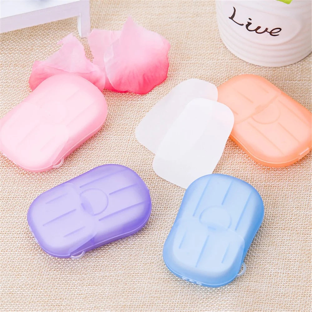 18Pcs Portable Disposable Soap Paper Travel Camping Washing Hand Bath Soap Sheets with Box - Pink - 7