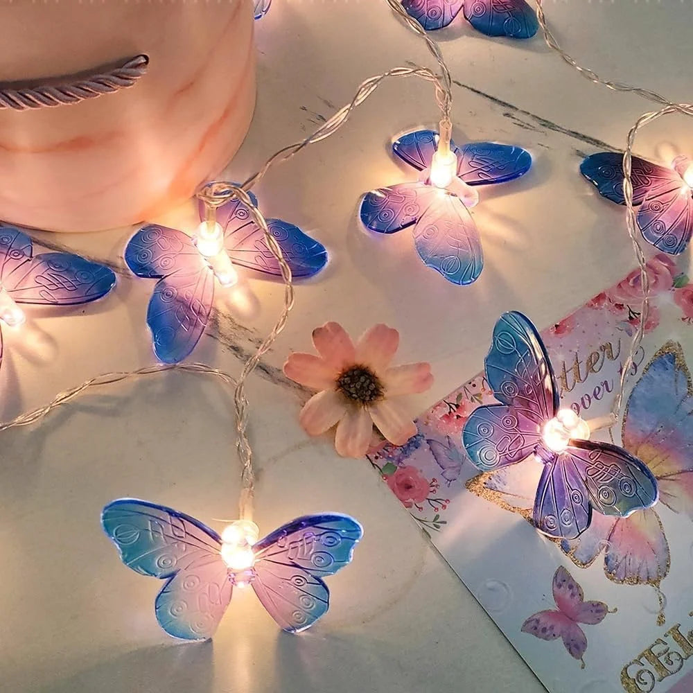 2m 10-LED Butterfly String Light Romantic Festival Wedding Decorative Lamp, Constant Light - Purple - 2