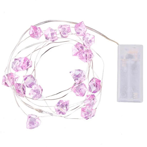 2m 20-LED Crystal Stone Design Decorative String Light Festival Home Ambient Night Light, Constant Light - Pink - 1