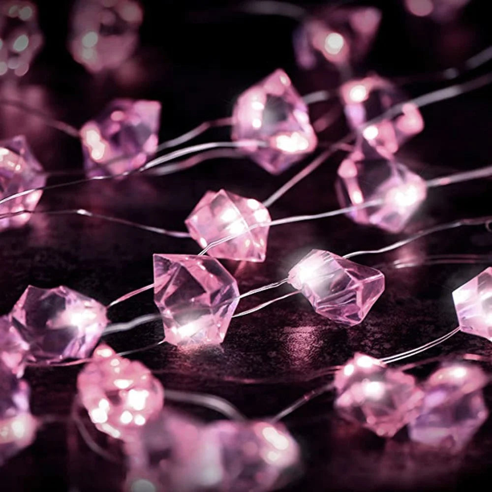 2m 20-LED Crystal Stone Design Decorative String Light Festival Home Ambient Night Light, Constant Light - Pink - 3